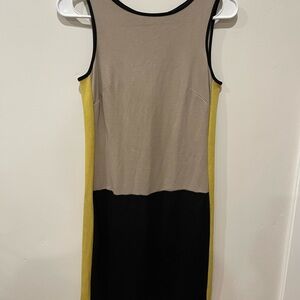 Ann Taylor Tan Black‎ Sheath Dress Scoop Neck Sleeveless